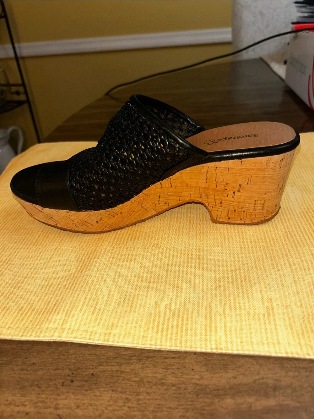 BareTraps Black Woven Slide Mules
